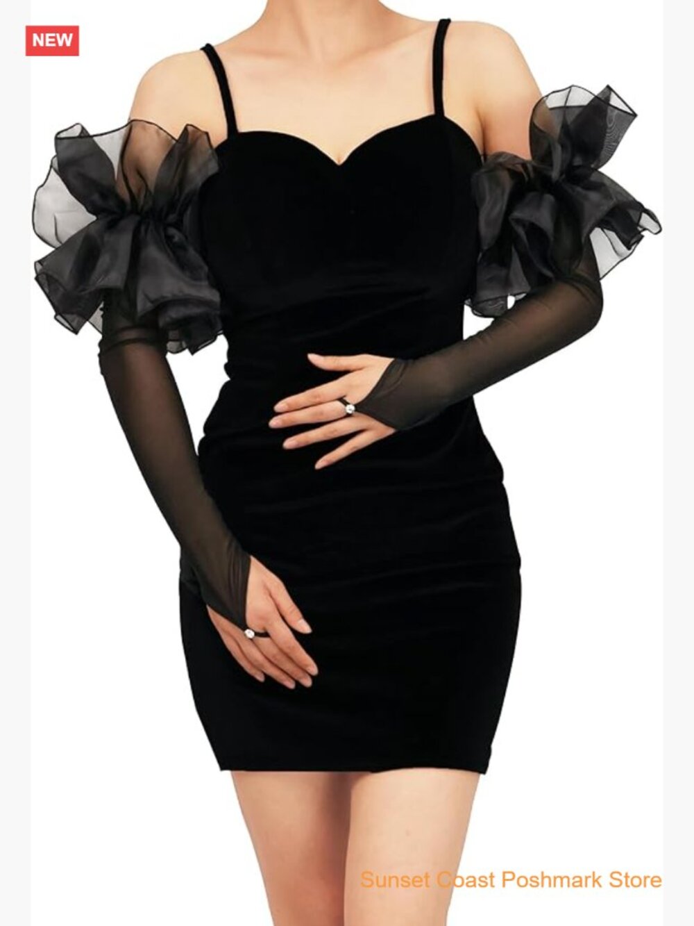 Puff Long Sheer Gloves Oversize Stretchy Tulle Mesh Gloves for Wedding Evening